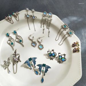 Stud Oorbellen Koreaanse Metal Sense Onregelmatige Kwastje Vrouwen Temperament Blauw Trend Senior Oorbel Party Sieraden Cadeau