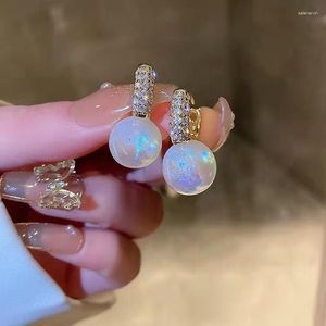 Boucles d'oreilles coréen opale Imitation perle pour les femmes incrusté strass fleur papillon mariage charme bijoux