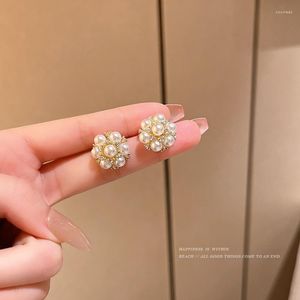 Boucles d'oreilles à tige coréenne Premium perle pop-corn femmes Simple petit parfum filet rouge S925 argent aiguille tempérament