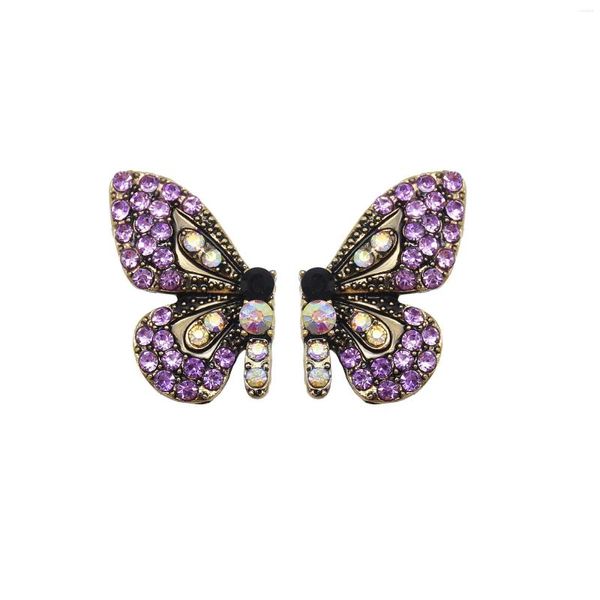 Boucles d'oreilles à clous Style coréen cristal papillon ensemble mode strass pour femmes filles quotidien portant des bijoux de fête de vacances