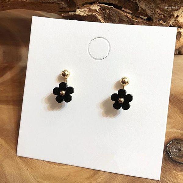 Pendientes de tuerca estilo coreano linda flor para mujer chica moda dulce pendiente de Margarita negra mujer Brinco regalos de joyería de verano