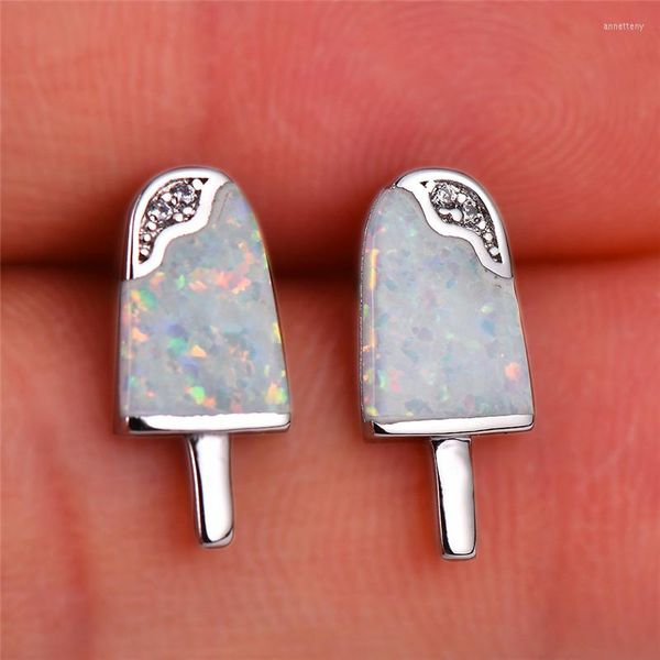 Pendientes de botón Estilo coreano Mujer Piedra pequeña Azul Blanco Ópalo de fuego Vintage Color oro rosa para mujer