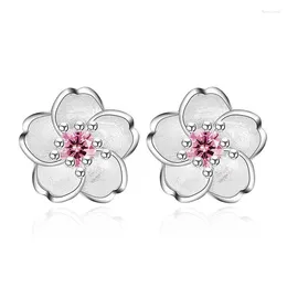 Boucles d'oreilles Stud Fleurs de style coréen pour les femmes laissant tomber les filles de boucle d'oreille en cristal jolis cadeaux de bijoux