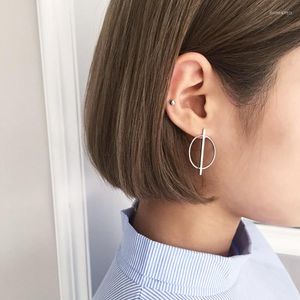 Boucles d'oreilles Style coréen Accessoires simples et sans décoloration Bijoux en argent sterling S925 avec mot de cercle pour les cadeaux de fête des femmes