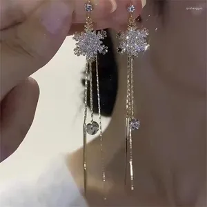 Stud Oorbellen Koreaanse Kwastje Ketting Sneeuwvlok Dangle Voor Vrouwen Waterdruppel Vlinder Kristallen Hanger Bruiloft Sieraden Cadeau