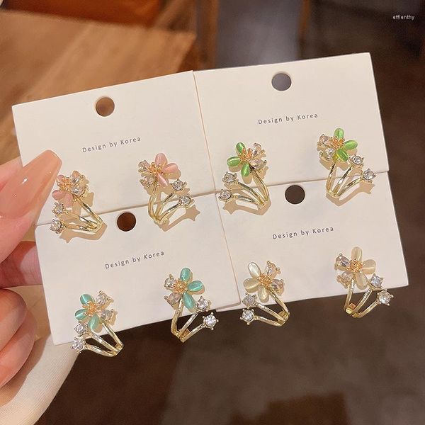 Boucles d'oreilles à tige tendance coréenne nœud goutte boucle d'oreille strass fleur pour les femmes fête mode exquis bijoux cadeaux ami