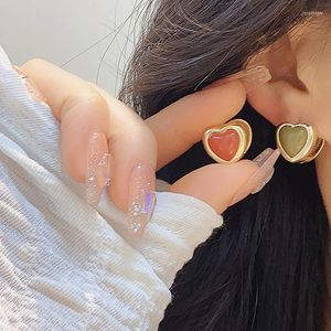 Boucles d'oreilles à tige coréenne à la mode coeur 14k véritable plaqué or minimaliste minuscule pour les femmes élégant romantique Simple classique accessoires