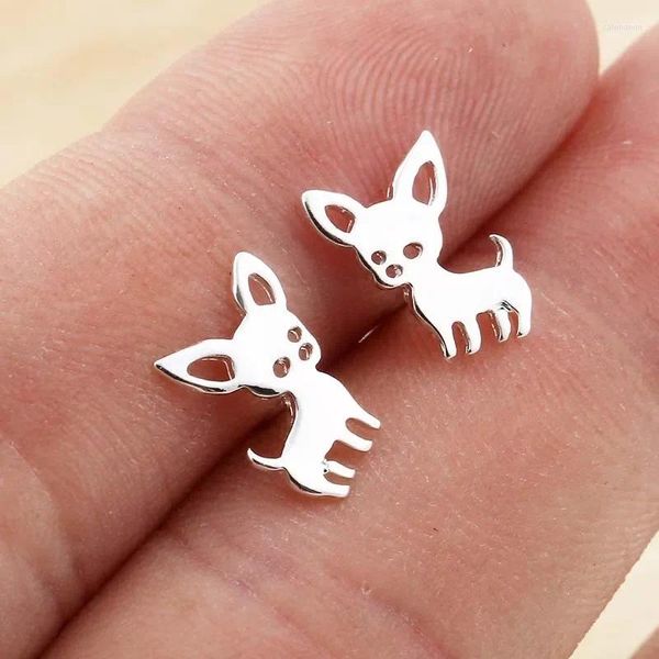 Pendientes de tuerca versión coreana de lindo Chihuahua de acero inoxidable para mujeres estudiantes perros de compañía animales pequeños accesorios para las orejas