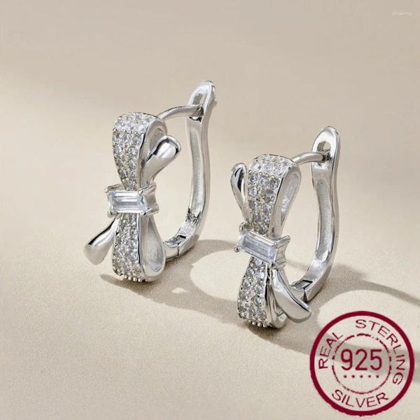 Boucles d'oreilles Version coréenne du S925 argent femme arc diamant incrusté Design à la mode et polyvalent pour les femmes