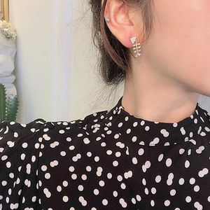 Stud-oorbellen Koreaanse versie van het eenvoudige visbeenpatroon zoete temperament zirkoon oorvrije oor clips dames sieraden