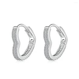 Boucles d'oreilles en argent S925 pour femme, version coréenne, incrustation de diamants en forme d'amour, personnalisée et à la mode, polyvalente