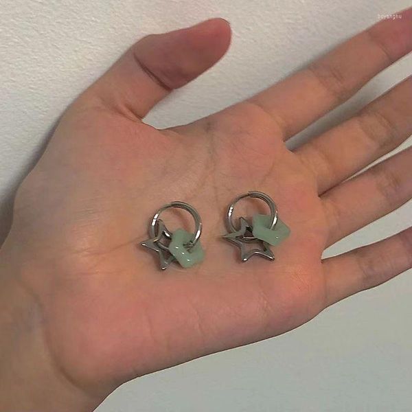 Boucles d'oreilles à tige coréenne Y2K étoile pentagonale pour femmes fille gothique Punk Design amovible Simple bijoux cadeau