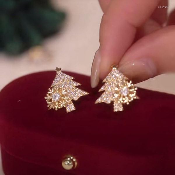 Boucles d'oreilles coréen Zircon flocon de neige arbre de noël pour les femmes brillant cristal wapiti délicat boucle d'oreille année bijoux
