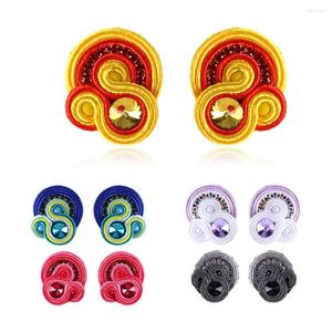Boucles d'oreilles KpacoTa mode Soutache femmes boucle d'oreille bijoux ethnique Boho petit cristal coloré accessoires 2023 cadeau
