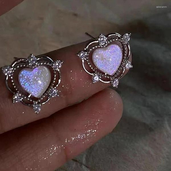 Pendientes de tuerca Kpop Crystal Set Zircon para mujeres corazón amor joyería de moda niñas accesorios fiesta