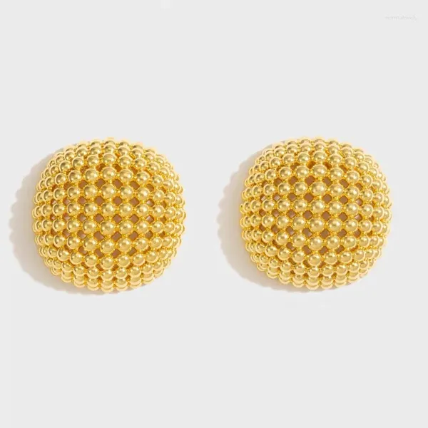 Pendientes de tuerca Kshmir Vintage Metal hueco bola redonda cuenta para mujeres niñas chapado en oro exagerado regalo accesorio de joyería de moda