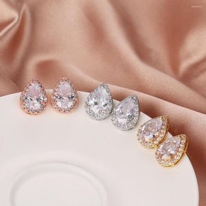 Stud -oorbellen KSRA Hypoallergene briljante goudkleurverklaring Wedding voor vrouwen traan bruidsjuwelen bruidsmeisjes cadeau