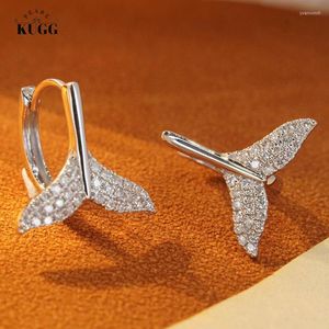 Stud -oorbellen KUGG 18K WIT GOUD Natuurlijke diamant Natuurlijke diamant Leuke zeemeermin vorm feest sieraden voor vrouwen en meisjes geschenk