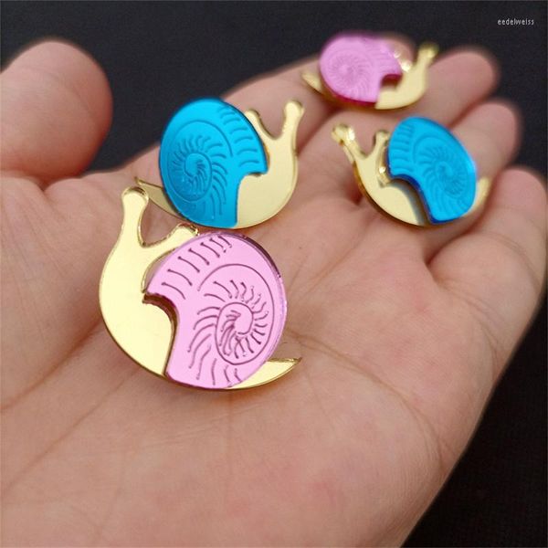 Pendientes de tachuelas Kuguys Snail for Women Purple Blue Girls Mirror Joya Acrylic Arte Festival Novela Accesorios de animales lindos