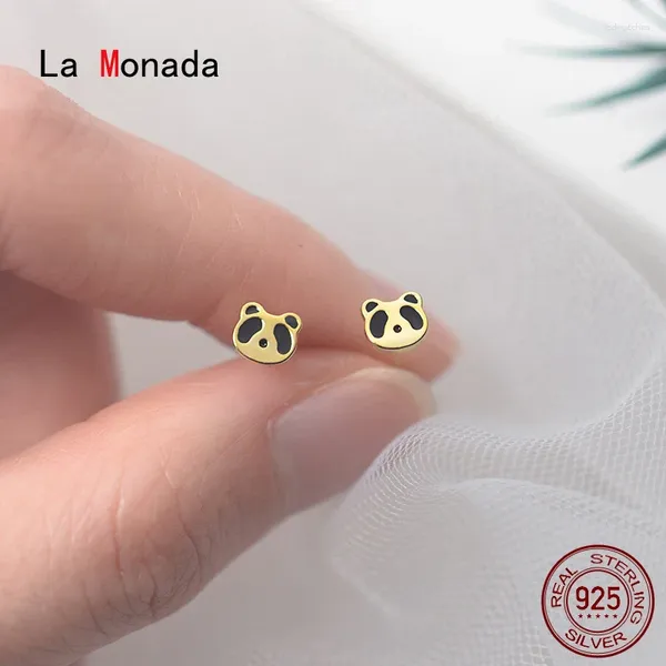 Boucles d'oreilles La monada mignon panda animal minimaliste sterling sterling femmes 925 bijoux femme