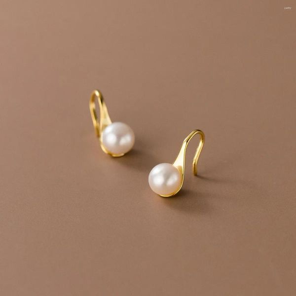 Boucles d'oreilles La monada Womens Silver 925 Ear Piercing Hook Synthetic Pearls Girl Mignon étudiant