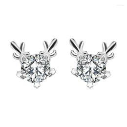 Stud Earrings Ladies 925 Sterling Silver Cute Antlers Star ingelegde zirkoon mode sieraden paar vakantiegeschenken