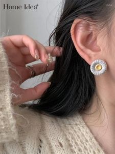 Stud -oorbellen dames S925 zilveren herkomst eenvoudige witte bloemen voor vrouwen mode sieraden feest oorstudies