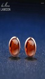 Boucles d'oreilles Lamoon Classic 6mm 11CT 100 Natural Red Garnet 925 Sterling Silver Jewelry S925 LMEI0226500179