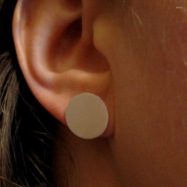 Boucles d'oreilles à tige rondes et plates de 13 mm avec clous et écrous d'oreilles géométriques en argent sterling