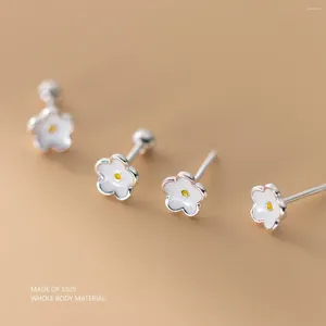 Boucles d'oreilles LAVIFAM 925 en argent Sterling doux cinq pétales de fleur goutte colle fil boucle d'oreille pour fille enfants Ins Simple oreille bijoux