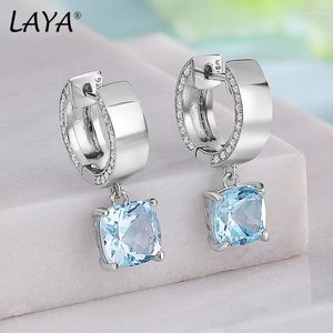 Pendientes de tuerca LAYA para mujer, Topacio Natural, piedra preciosa azul, Plata de Ley 925, Romance, regalos de joyería de buenos de lujo, tendencia 2024