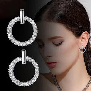 Boucles d'oreilles LEEKER breloque petit cristal pour femmes couleur or Rose argent boucle d'oreille ronde bijoux accessoires de mariage ZD1 LK7