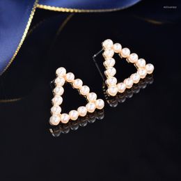 Boucles d'oreilles LEEKER élégant creux carré Triangle rond pour femmes perle accessoires de mariage bijoux de mode 066 LK3