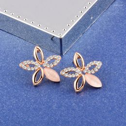 Boucles d'oreilles LEEKER mode coréenne opale cubique zircone fleur pour femmes couleur or Rose bijoux accessoires de mariage 433 LK1