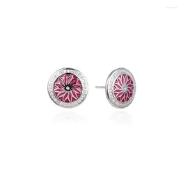 Pendientes Lefei Moda Moda Clásico Diseño De Lujo Creativo Patrón De Fuego Rojo Pendiente Redondo Para Mujer Plata 925 Joyería Del Encanto Del Partido