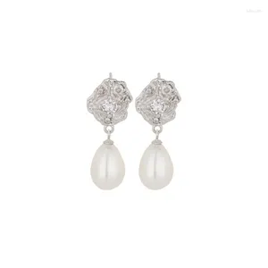 Boucles d'oreilles étalon lefei mode tendance classique luxe de luxe zircon étamine riz fleur de fleur de fleur oreille pour femmes argent 925 bijoux de charme de fête sweet