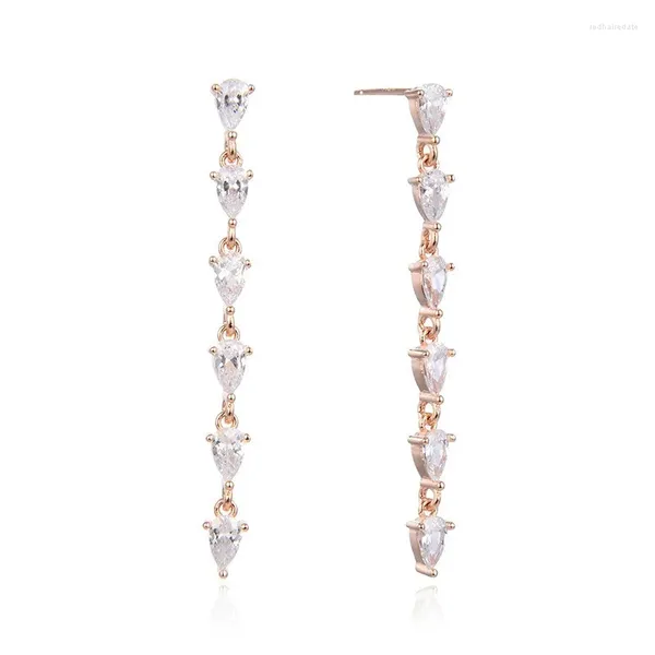 Boucles d'oreilles Lefei Fashion Design de luxe à la mode Long gland Zircon goutte d'eau pour les femmes élégantes argent S925 fête charme bijoux cadeaux