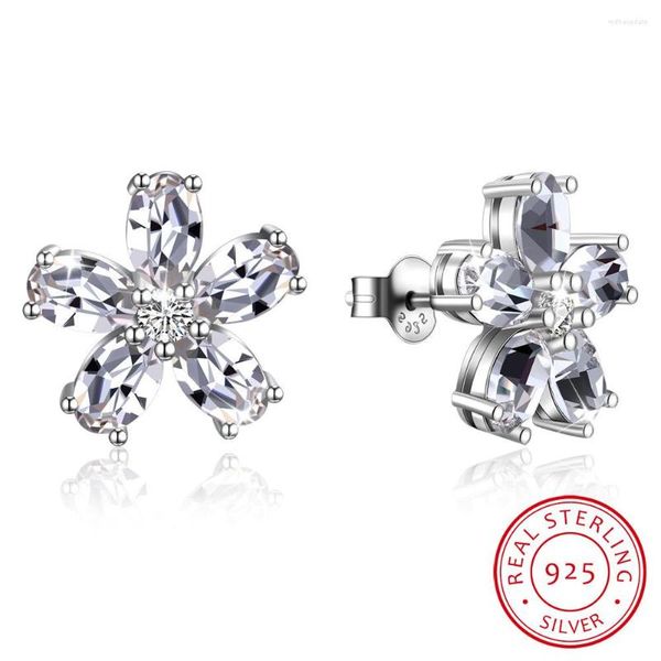 Boucles d'oreilles LEKANI cristaux fleur véritable S925 argent Piercing bijoux fins pour femmes mariage cadeau de noël