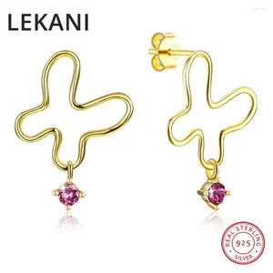 Boucles d'oreilles Lekani Crystals de papillon coréen d'Autriche Gold Gold 925 Silver Piercing Jewelry pour les femmes