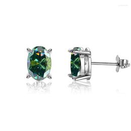 Boucles d'oreilles Lennik 1 Carat Ovale Moissanite Femme Diamant Vert Sparking Accessoire Argent Sterling 925 Lady Eardrop