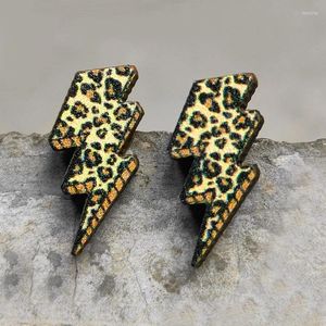 Stud Oorbellen Luipaard Bliksemschicht Houten Studs Koe Print Oorbel Cowboy Cowgirl Sieraden Accessoires Moederdag Cadeau