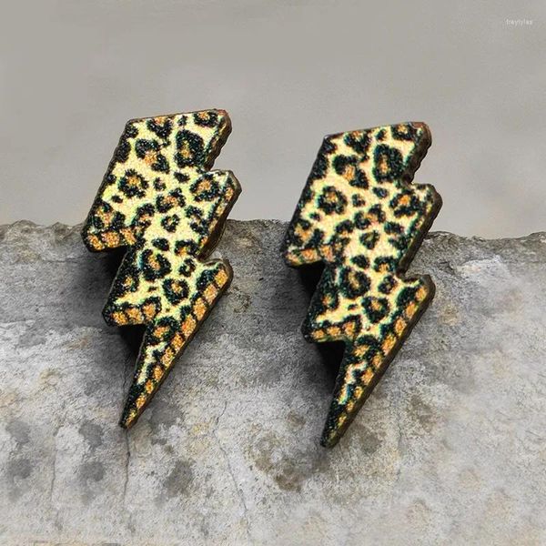 Pendientes de sementales Bolvo de acero de leopario Puerno de madera Parrito de vaca Cowboy Vaqueta accesorios de joyas Regalo de madres '