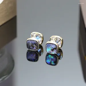 Pendientes de tuerca con diseño ligero de lujo para mujer, circonita azul de doble cara, accesorios de joyería de cristal elegantes a la moda