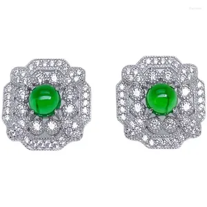 Boucles d'oreilles LUMBRE LUXE LUXE Small Bulbe Green fluorescent avec style rétro de haute qualité 925 Bijoux de mariage en argent sterling