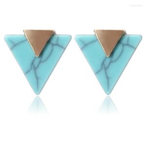 Stud -oorbellen lichtgele goud kleur geometrische vorm groen turquoises voor vrouwen witte huile stenen sieraden