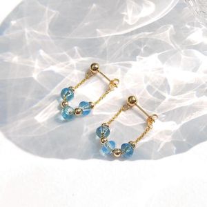 Stud Oorbellen Lii Ji Zwitserland Blue Topaz Amerikaanse 14K goud gevulde natuurlijke stenen handgemaakte sieraden
