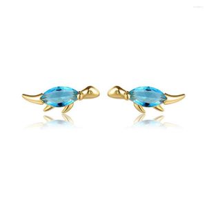 Stud -oorbellen Little Dinosaur Ear Studs Paren Lovely Animal Gemstone 18K Gold Compated Women Fashion Charms Earring voor geschenken