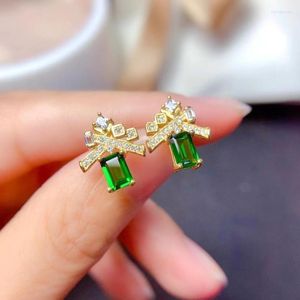 Stud Oorbellen Live Selling Temperament Simulatie Emerald Tourmaline Shining Diamond Color Treasure Ear Studs Female