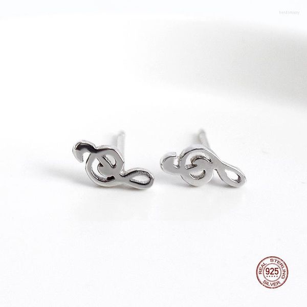 Boucles d'oreilles LKO réel 925 en argent Sterling belle musique clous d'oreille pour les femmes mignon Note de musique filles bijoux dame cadeau