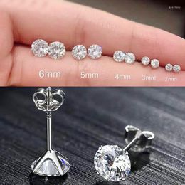 Stud -oorbellen lmnzb Echte echte Tibetaanse zilveren fashioon sieraden Wit Clear 5a Cubic zirkoon vrouwelijk bijoux cadeau